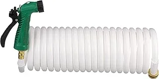 Seachoice Coiled Washdown Hose w/Sprayer and Brass Fittings, 25 Ft., White