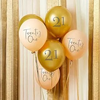 Club Green 6 Gold and Nude 21st Birthday Balloons, Age 21 Party Balloons, 21st Birthday Decorations, Gold 21st Party, Gold Birthday Party, One Size