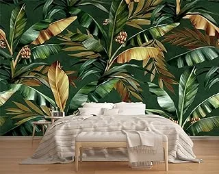 BPA Banana Leaf Wallpaper Large Green and Gold Leaves Wall Mural Tropical Jungle Wallpaper (Not Peel n' Stick)