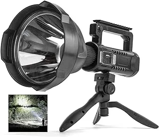 Rechargeable Spotlight Flashlight High Lumens, 90000 Lumen Super Bright spot Light with 4 Modes & USB Output, Waterproof Handheld LED Spotlight with Tripod, Powerful Searchlight for Camping/Emergency