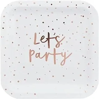 Hootyballoo Rose Gold 'Let's Party' Paper Plates (HBMM142) Pack of 10. 23cm