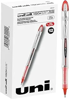 uniball Vision Elite Rollerball Pens with 0.8mm Bold Point, Red, 12 Count