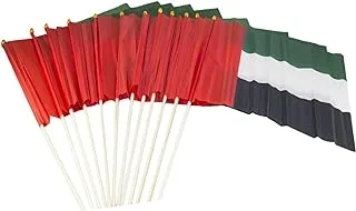 Rosy.Moment 12 pieces UAE Flag Hand Waving Desk Flags Double Sided Cake UAE Flag Day UAE National Day Party Supplies Flag Size 30x45cm (Pack of 12)