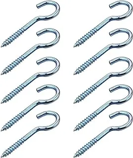 Biella™ 10Pcs Screw-in Hook – GI Self-Tapping Screw Hooks - Open Eye Hooks for Home, Hanging Plants,Office,Outdoor Use, Lighting Hook Racks etc (5mm)