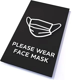 BPA Face Mask Required Sign for Businesses - Please Wear Face Mask Sign - Modern Design Door Sign for Commercial Area with Adhesive Tape