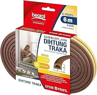 Beorol Self Adhesive Window and Door Sealing Tape 'D' Profile Brown