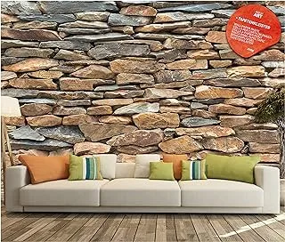 BPA Photo Wallpaper Slate Stonewall Decoration 132.3x93.7in / 336x238cm – Natural Masonry Wall Cladding Look Modern Interior Design Mural – 8 Pieces Includes Paste