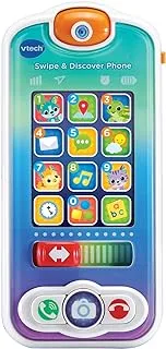 هاتف VTech Swipe & Discover، هاتف Play للأطفال البنات والأولاد، لعبة تفاعلية مع أضواء وأصوات، ألعاب هاتف للأطفال، لعبة تعليمية مع الحيوانات والأرقام، للأعمار من 6 أشهر فما فوق، إصدار باللغة الإنجليزية