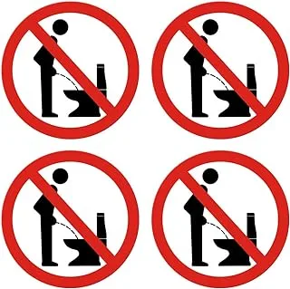 BPA Do Not Pee in The Toilet Closet While Standing Sign Self Adhesive Peel and Stick Waterproof Warning Vinyl Decal 3.94 inches in DiameterPack of 4 Pcs