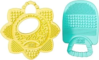 Bright Starts Sunny Soothers 2pk Multi-Textured BPA Free Baby Teethers in Cute Sun and Popsicle Shapes, Ages 3 months+