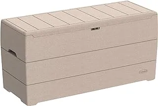 Cosmoplast Plastic Cedargrain Deck Storage Box 270 Liters For Indoors And Outdoors-Warm Taupe