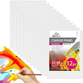 BPA Artist Painting Canvas Panels - 12X16 Inch / 12 Pack - Triple Primed Cotton Canvas Boards For Oil & Acrylic Painting