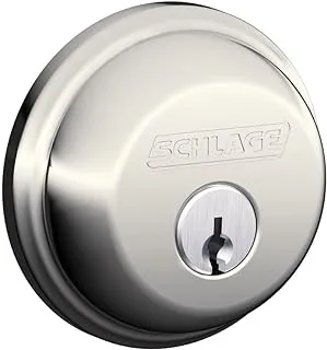 Schlage B60 N 618 Deadbolt مع زخرفة قياسية ذات مفتاح واحد، أعلى مستوى من الأمان السكني، اسطوانة واحدة، نيكل مصقول