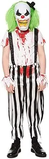 Mad Toys Evil Clown Kids Halloween Cosplay Dress-Up الأدوار المخيف للحفلات خدعة أو علاج زي يتضمن قبعة وقناع وأساور معصم، مقاس متوسط ​​5-6 سنوات