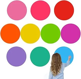 BPA 10 Pcs Colorful Dry Erase Circles White Board Marker Removable Vinyl Dot Wall Decal for School Teaching (11.8 inch) Self-adhesive(Random Color)