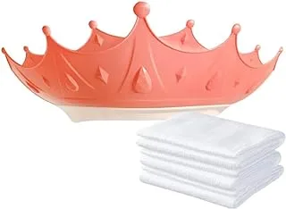 Combo Pack (Kids Crown Shower Cap, Disposable Towel Pack of 3) - Pink