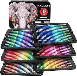 KALOUR 180 Colored Pencil Set for Adults Artists kids- 3.3mm Rich Pigment Soft Core -12 Metallic Pencil - Wax-Based - Ideal for Coloring Drawing Sketching Shading Blending - Vibrant Color（Tin Case）