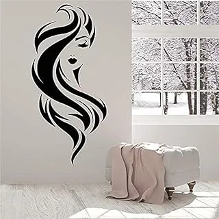 LORBAY Worthy Beauty Salon Wall Sticker Girl Long Hair Hairdressing Shop Sign Window Art Decor Vinyl Decals Removable Transfer Murals78X36Cm