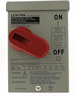 حاوية Leviton N33NC-DS من النوع 3R (للاستخدام مع مفاتيح تشغيل المحرك 30 أمبير أو 40 أمبير)، فولاذ، رمادي