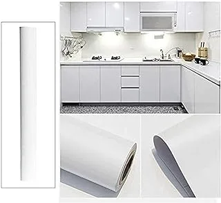 BPA Glossy Contact Paper, 500 x 60cm Self Adhesive Wallpaper Decorative Removable Wallpaper with PVC Waterproof Oil-proof for Kitchen Countertop Cabinet Bathroom Furniture-Pearl White