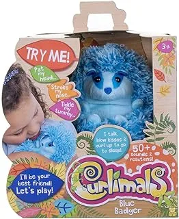 Curlimals Blue the Badger Interactive Badger Soft Toy With Over 50 Sounds and Reactions Responds to Touch Cuddly Fun Woodland Animal Gift For Girls and Boys Age 3 Years +