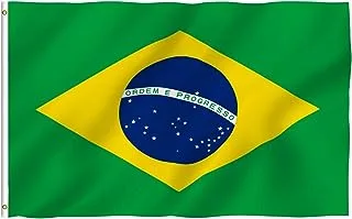 bpa Fly Breeze 3x5 Foot Brazil Flag - Vivid Color and UV Fade Resistant - Canvas Header and Double Stitched - Brazilian National Flags Polyester with Brass Grommets 3 X 5 Ft