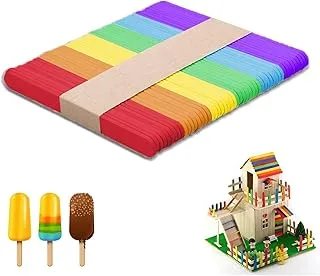 Biella™ 50Pcs Colored Craft Sticks - Mini Wood Popsicle Sticks, Rainbow Craft Sticks - Ice Cream Sticks for DIY, Craft Creative Designs, Arts & Handwork