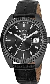 ESPRIT Black Color Leather Band Gents Wrist Watch - ES1G412L0045