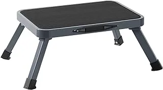 Ollieroo Metal Folding Step Stool, Wide One Step Stool with Non Slip Rubber Platform, 7 inch One Step Ladder, Max Load 330 lbs for Adults Kids, Portable Foot Stool for Kitchen Bedroom（Grey）