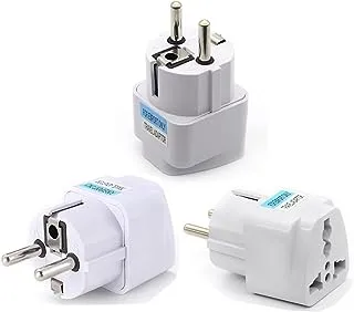 ECVV Travel Power Adapter, Universal Type E/F 2-Pin Plug Adapter Outlet, Adaptor for USA to Europe | EU Socket 3 Pieces | Use In Norway, Korea, Spain, Greece, Russa, Iceland