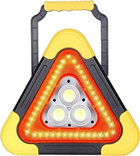 متعددة الوظائف المحمولة الطوارئ ضوء الطريق، والطاقة الشمسية والبطارية المحمولة القابلة لإعادة الشحن صيانة السيارة ضوء العمل SOS التخييم، كشاف 3 COB 30W 1500LM LED مقبض مثلث لسيارة شاحنة قارب