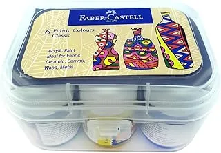 Faber-Castell Fabric Colors 6X10ml, Great lightfastness and gloss finish: these acrylics will glide smoothly onto canvas, paper, wood, ceramic, etc. and fast dry to a glossy finish.