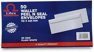 Libra 50 Wallet Peel and Seal Envelops|White Envelopes 80gsm 50pcs packet