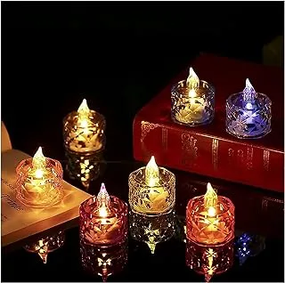 Melfi™ 4PCS Crystal Tea Lights Candles - LED Colored Flickering Candle Lights for Wedding, Halloween, Christmas, Home Decoration