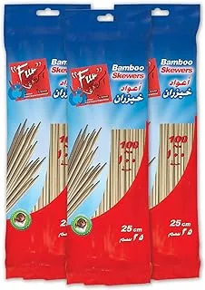 Fun Promopack Bamboo Skewer-kebab Sticks,Short Skewers-Skewers for Fruit Kabobs,Appetizer, Chocolate Fountain- 25CM (Pack of 100 X 3)