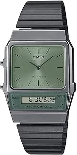 Casio Watch Vintage IP Grey Dual Time Steel Flat Link AQ-800ECGG-3ADF