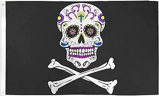 BPA Pirate Sugar Skull Flag 2' x 3' - Skull Pirates Flags 60 x 90 cm - Banner 2x3 ft