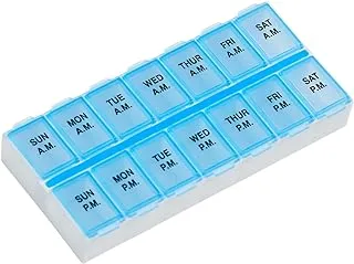 EZY DOSE Weekly (7-Day) AM/PM Pill Organizer, Vitamin and Medicine Box, Large Compartments, 2 Times a Day, Assorted Colors