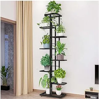 FunPay Tall Indoor Metal Plant Stand - Corner Multi Tiered Iron Flower Stand 8 Tier 9 Potted Pot Shelf Rack Multi-tiered Multple Layer Storage for Living Room Enterway Balcony Garden Outdoor ( Grey )