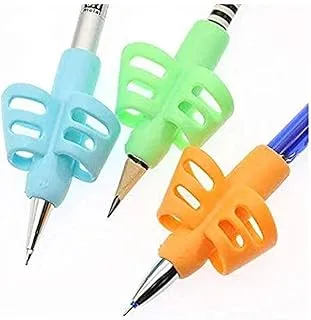 BrightAutism 3 Pack Training Pencil Holder - Posture Correction Tool - Writing Aid Grip - Ergonomic Silicone Finger Grip -Training pencil grip for Handwriting - Specialized for children with Autism, A