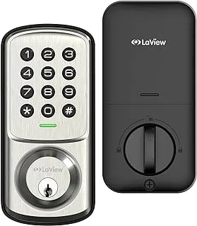 LaView Door Lock with Keypad, Keyless Entry Door Lock, Electronic Deadbolt Lock for Front Door, Bedroom Door, Garage Door, Auto Lock,1-Touch Motorized Locking, 20 User Codes, Easy to Install Silver