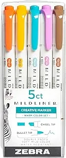 Zebra Pen Mildliner Double Ended Highlighter Set, Broad and Fine Point Tips, Assorted Warm Ink Colors, 5-Pack