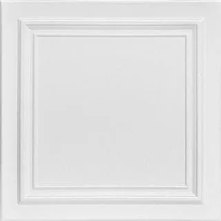 A La Maison Ceilings R24 Line Art Foam Glue-up Ceiling Tile (259 sq. ft./Case), 8 Count (Pack of 12) - Total 96 Count, Plain White, 19 5/8