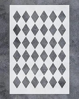 Wall StencilLarge Diamonds Stencil (16x24 Inch) for Painting on Wall Furniture Floor Fabric Stencils -Reusable Harlequin Template for Wall Decals & Wallpaper & Wall Decor (SL-075)