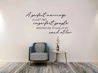 Inspirational Marriage Quotes Wall Decals Stickers,A Perfect Marriage is just Two Imperfect People who Refuse to give up on Each Other Motivation Saying Decor for Family, Wedding Gift