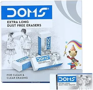 Doms Non-Toxic Dust Free Extra Long Eraser Set in Cardboard Box (Pack of 20 x 2 Set), White (DM3435P2)