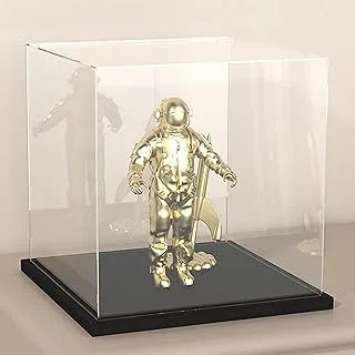 QIMOND Display Case with Lid for Collectibles, 11 Inch Acrylic Box with Black Velvet Base for Display, Alternative Glass Display Case for Football, Figures and Toys [11x11x11 inch]