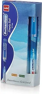 Cello Butterflow Simply Blue Ball Pen| Pack of 12 Pens |Ball Pens Blue | Ball Pens Set for Students | Pens for Office Use | Ball Pens for Writing Pens | Best pen for Exam