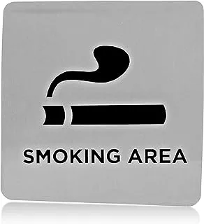 BPA Smoking Area Silver Stainless Steel Sign Board - Size : 150mm X 150mm (6