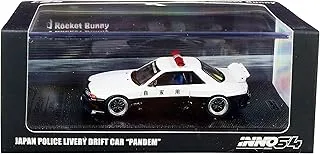 Inno64 1/64 مقياس Nissan GTR R32 Pandem Rocket Bunny Japan Police Car نموذج Dicast، أسود/أبيض